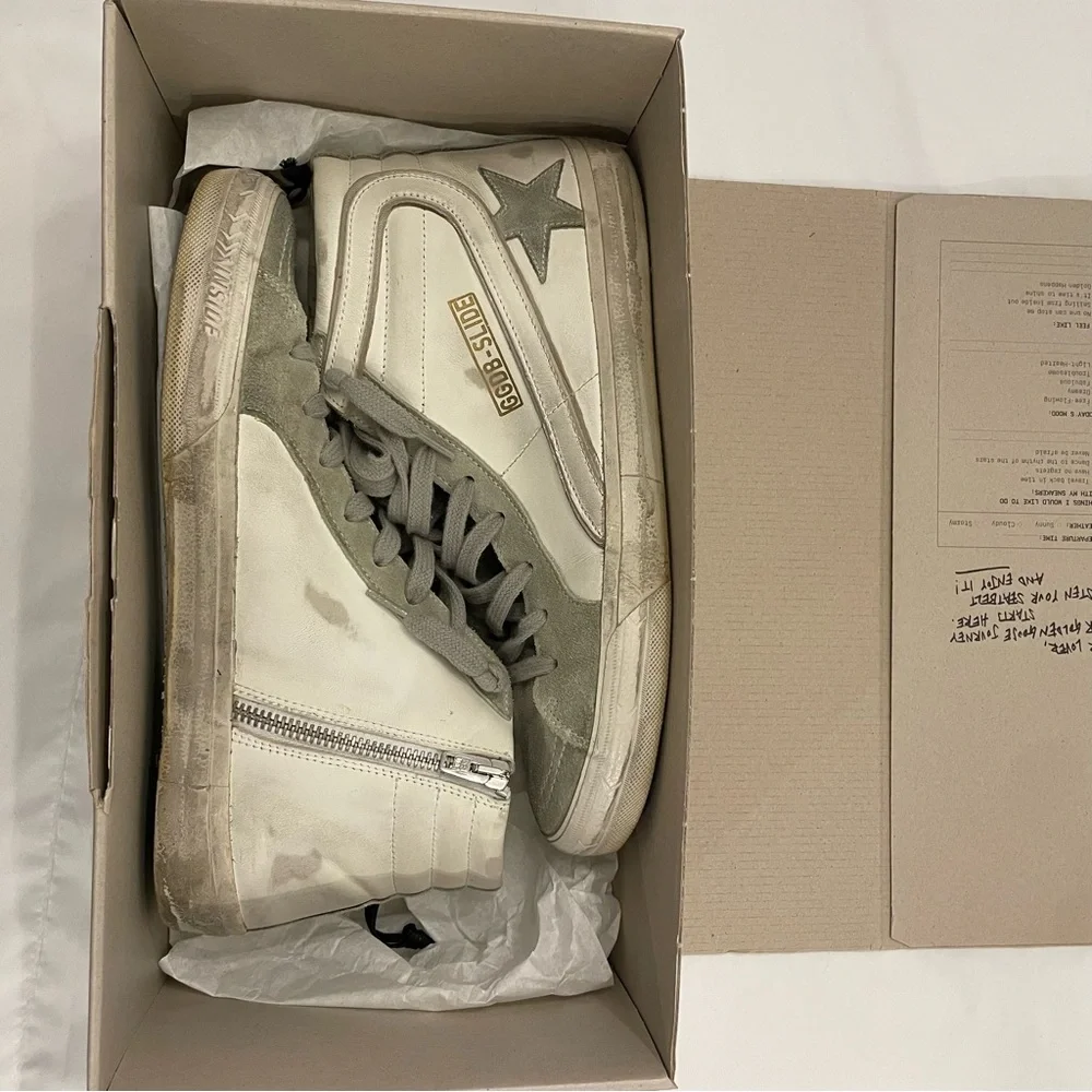 Golden Goose High Top Slide in Leather with Suede Details size 41, US Women's 11